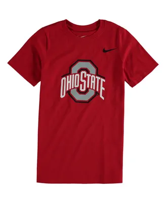 Big Boys Nike Scarlet Ohio State Buckeyes Cotton Logo T-shirt