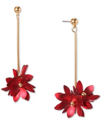 Holiday Lane Gold-Tone Poinsettia Drop Earrings, Created for Macy's