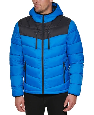 Club Room Men's Chevron Quilted Hooded Puffer Jacket, Created for Macy's