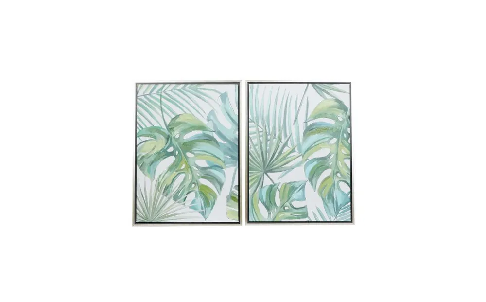 Canvas 2 Piece Coastal Leaves Framed Wall Art Set, 23.63" x 31.5"