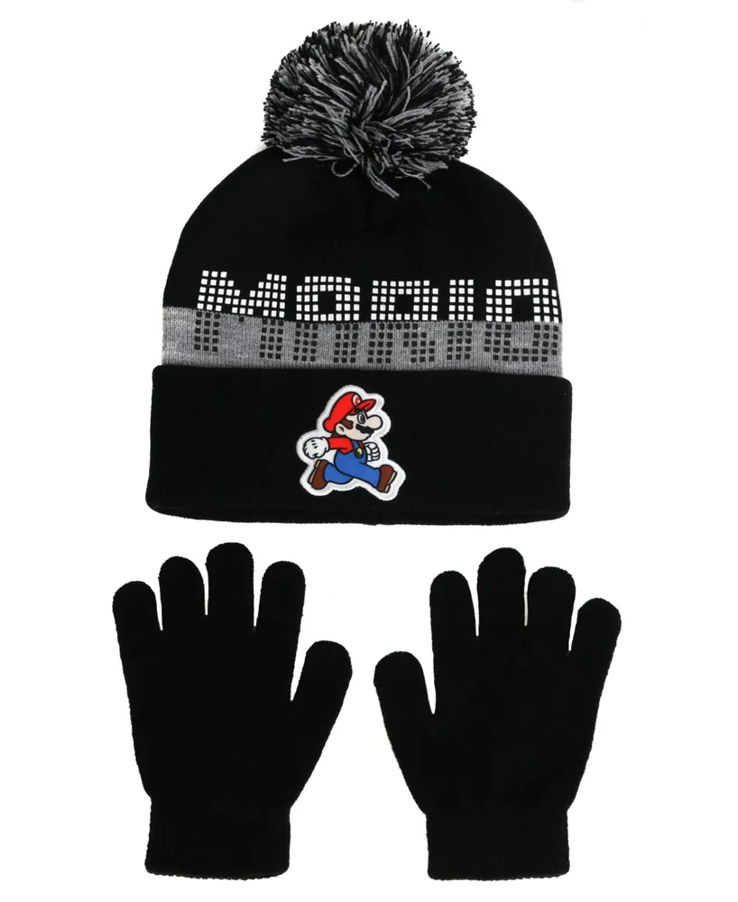 Big Boys Super Mario Hat and Gloves Set, 2-Piece