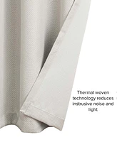 Lucky Brand Ember Thermal Woven Room Darkening Grommet Window Curtain Panel Pair with Tiebacks