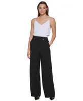 Calvin Klein Women's Whitney Button Front Wide Leg Pants