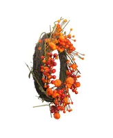 Fall Berry and Mini Pumpkin Artificial Thanksgiving Wreath Unlit, 20"
