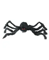 Fuzzy Spider with Red Eyes Halloween Decoration, 24"