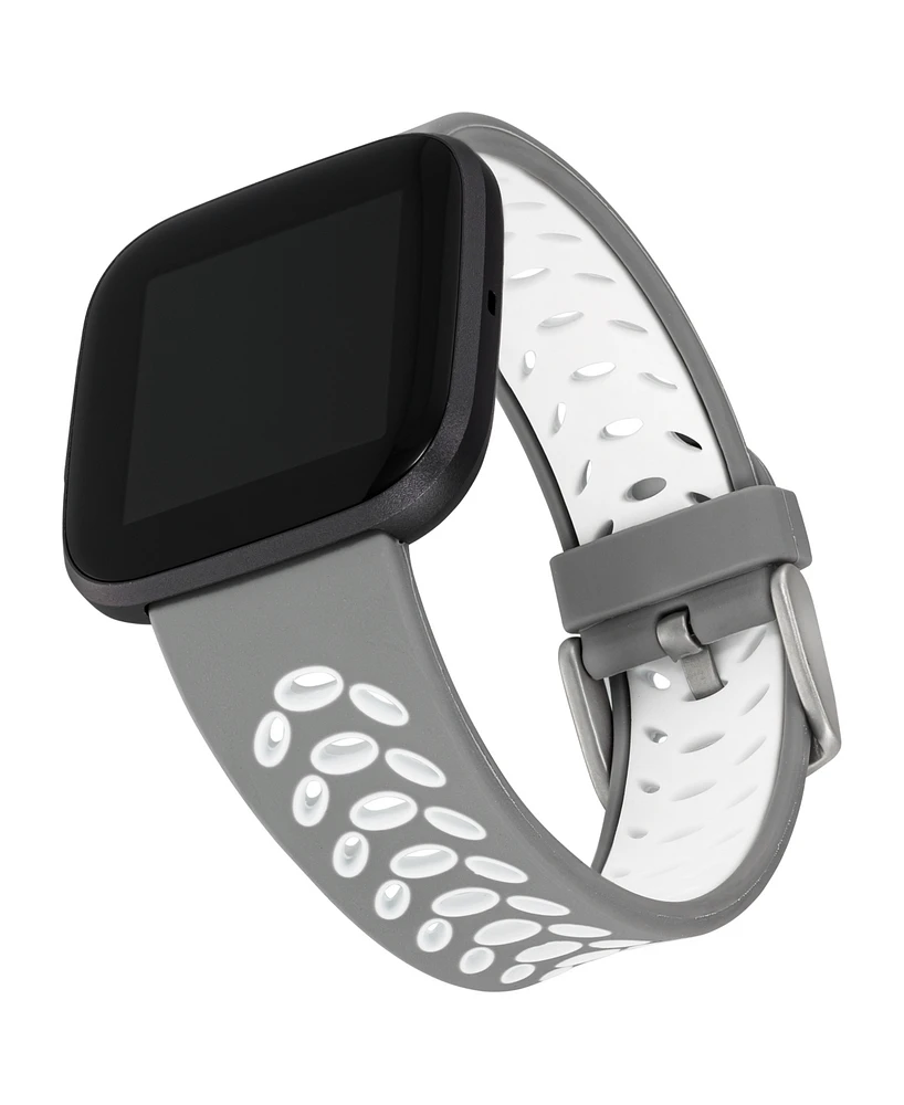WITHit Grey and White Silicone Sport Band designed for Fitbit Versa, Versa 2 and Versa Lite