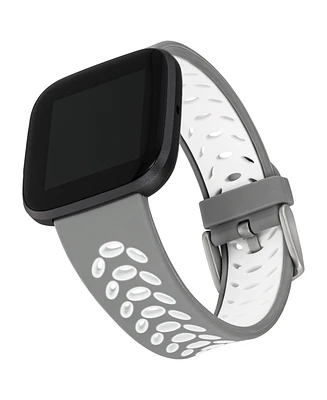WITHit Grey and White Silicone Sport Band designed for Fitbit Versa, Versa 2 and Versa Lite