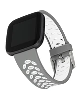 WITHit Grey and White Silicone Sport Band designed for Fitbit Versa, Versa 2 and Versa Lite