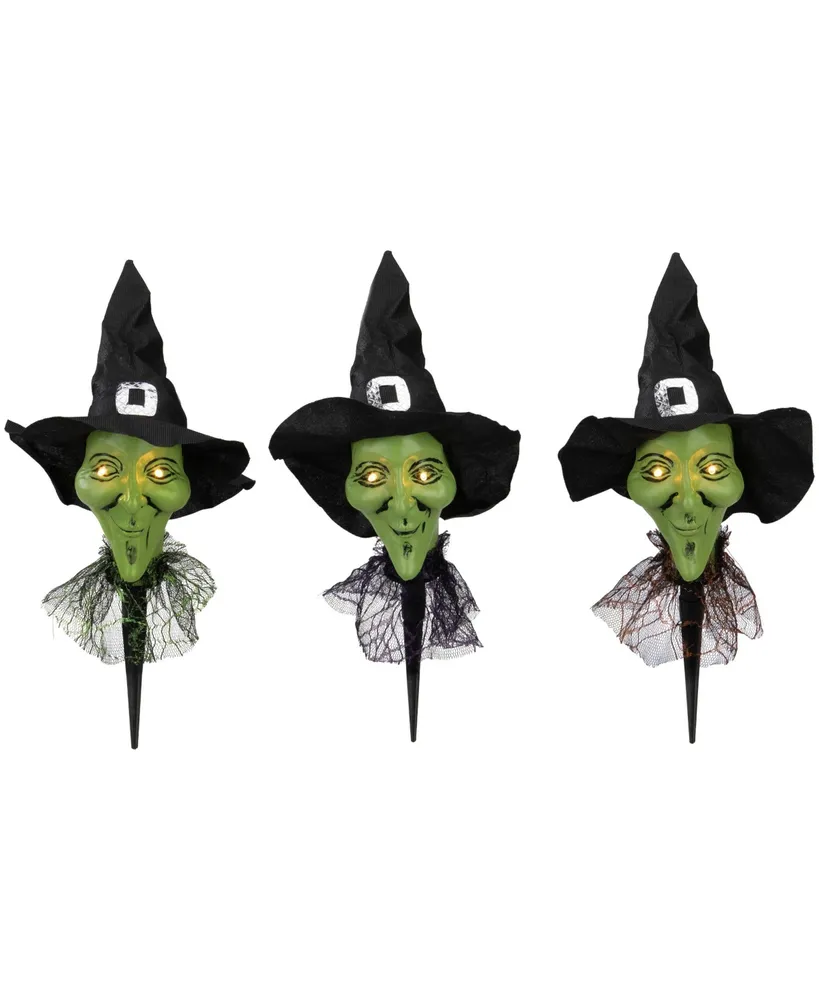 Smirking Witch Halloween 3 Piece Pathway Markers Set