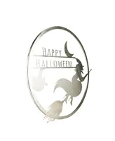 Flying Witch Happy Halloween Wall Sign, 17" - Silver