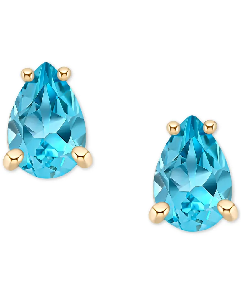 Blue Topaz Pear Stud Earrings (1 ct. t.w.) 14k Gold