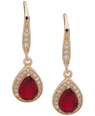 Anne Klein Gold-Tone Pave Crystal Pear Drop Earrings