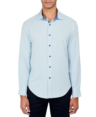 Society of Threads Men's Slim-Fit Blue Shirt