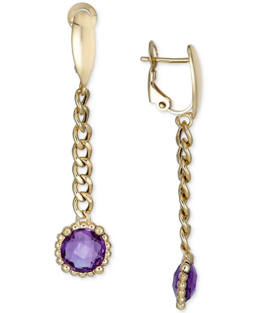 Amethyst Curb Link Chain Drop Earrings (4 ct. t.w.) in 14k Gold-Plated Sterling Silver
