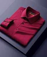 Suslo Couture Men's Solid Slim Fit Wrinkle Free Stretch Long Sleeve Button Down Shirt