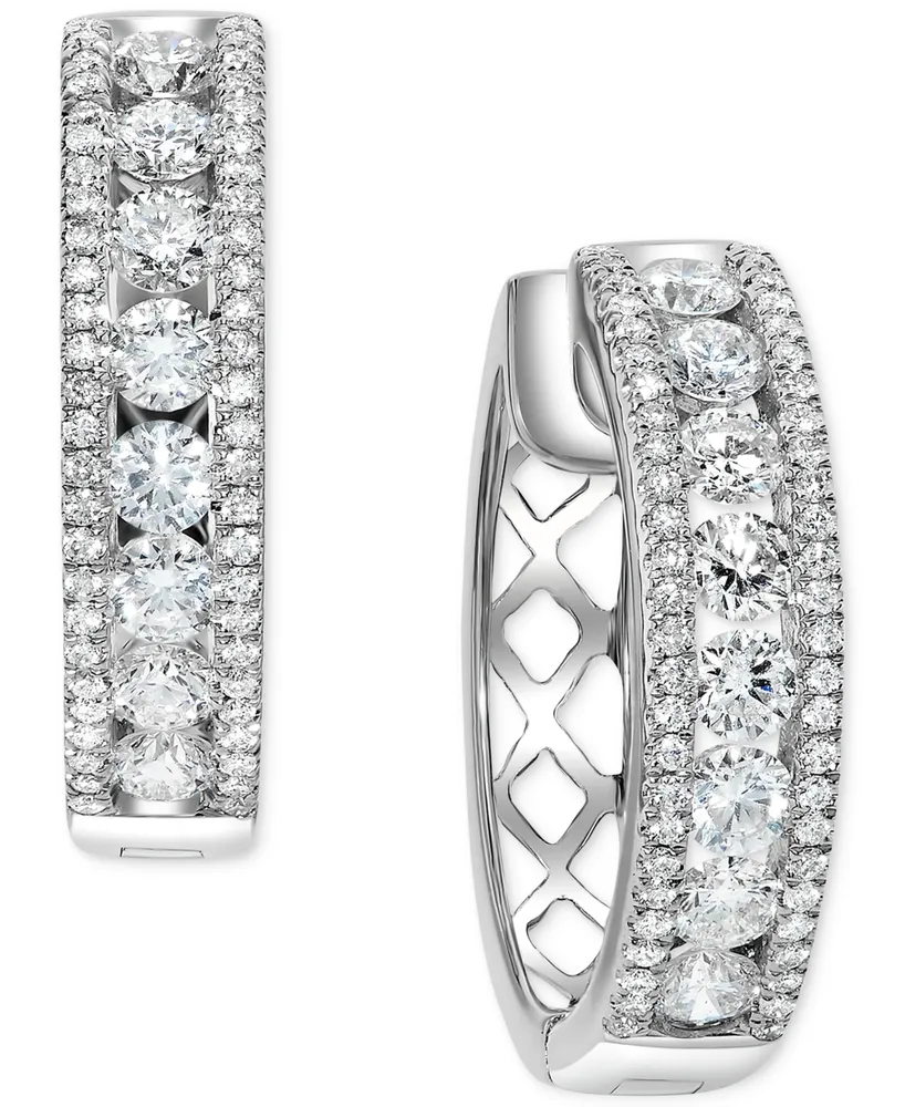 Diamond Small Hoop Earrings (1 ct. t.w.) in 14k White Gold