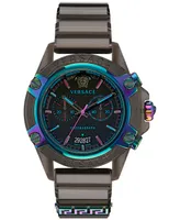 Versace Men's Swiss Chronograph Icon Active Black Silicone Strap Watch 44mm