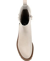 Journee Collection Women's Yasmine Lug Sole Mid Shaft Moto Booties