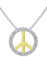 Diamond Peace Sign 18" Pendant Necklace (1/10 ct. t.w.) in Sterling Silver or Sterling Silver & 14k Gold-Plate