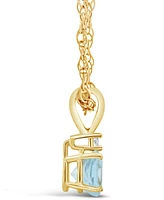 Aquamarine (3/4 ct.t.w) and Diamond Accent Pendant Necklace in 14K Yellow Gold