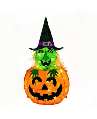 National Tree Company 28" Pre-Lit Pumpkin and Witch