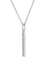 Diamond Accent Vertical Bar Pendant Necklace in Sterling Silver, 16" + 2" extender