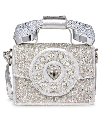 Betsey Johnson Women's Party Line Faux Rhinestone Phone Bag - Silver