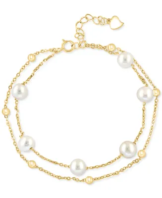 Effy Cultured Freshwater Pearl (7mm) Layered Bracelet Sterling Silver (Also available Gold-Plated Silver)