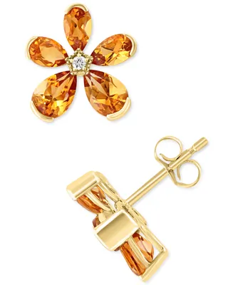 Effy Citrine (2-3/4 ct. t.w.) & Diamond Accent Flower Stud Earrings in 14k Gold