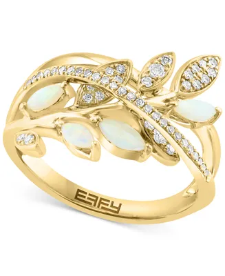 Effy Opal (1/4 ct. t.w.) & Diamond (1/5 ct. t.w.) Ring in 14k Yellow Gold
