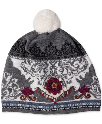 Simply Natural Women's Embroidered Alpaca Melia Beanie