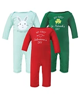 Hudson Baby Baby Boys and Girls My First Long Sleeve Coveralls, Pack of 3