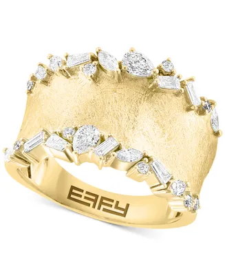 Effy Diamond Multi-Cut Textured Statement Ring (5/8 ct. t.w.) in 14k Gold