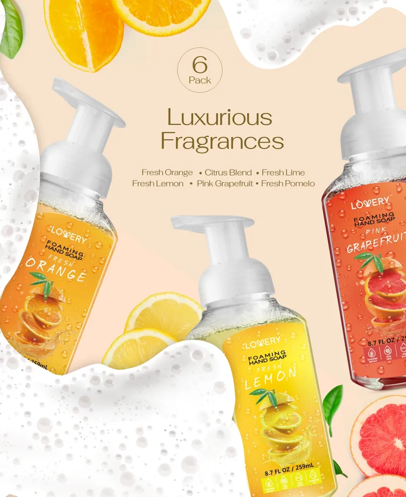 Lovery Hand Foaming Soap in Citrus Blend, Lemon, Orange, Pomelo, Lime, Pink Grapefruit, Moisturizing Hand Soap