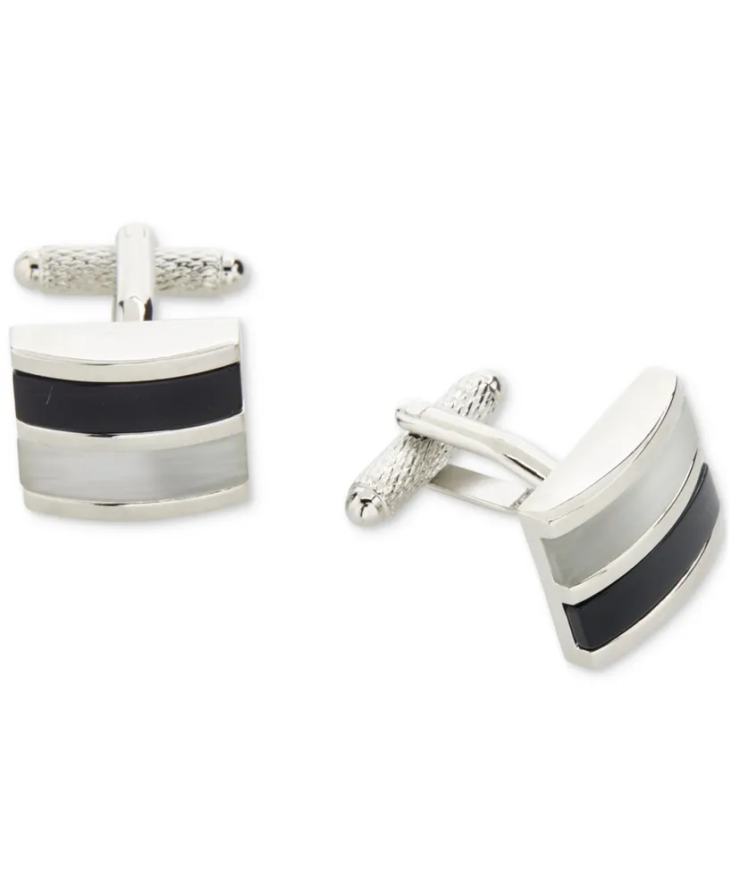 Perry Ellis Portfolio Men's Black Stripe Cufflinks