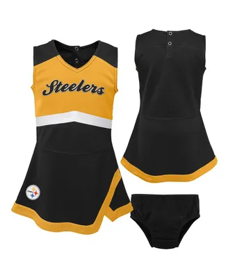 Infant Girls Black, Gold Pittsburgh Steelers Cheer Captain Jumper Dress