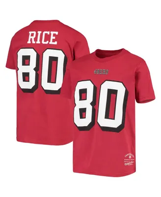 Big Boys Mitchell & Ness Jerry Rice Scarlet San Francisco 49ers Retired Retro Player Name and Number T-shirt