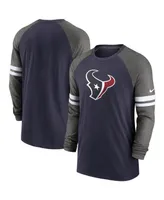 Men's Nike Navy and Charcoal Houston Texans Performance Raglan Long Sleeve T-shirt