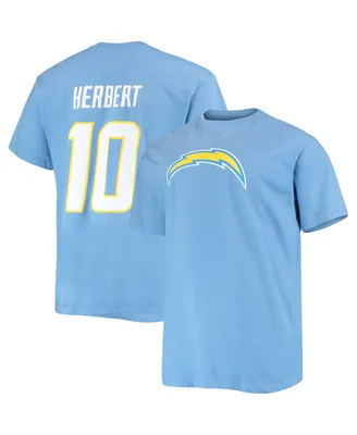 Men's Fanatics Justin Herbert Powder Blue Los Angeles Chargers Big and Tall Player Name Number T-shirt