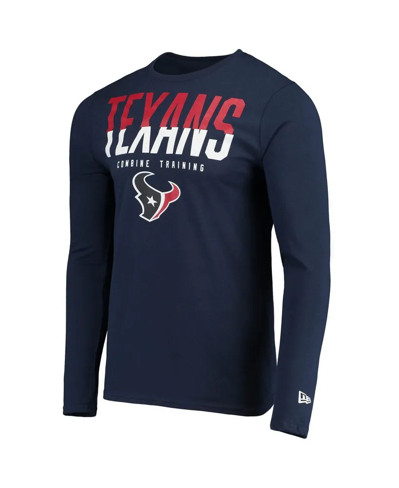 Men's New Era Navy Houston Texans Combine Authentic Split Line Long Sleeve T-shirt