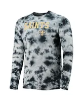 Men's New Era Black New Orleans Saints Tie-Dye Long Sleeve T-shirt