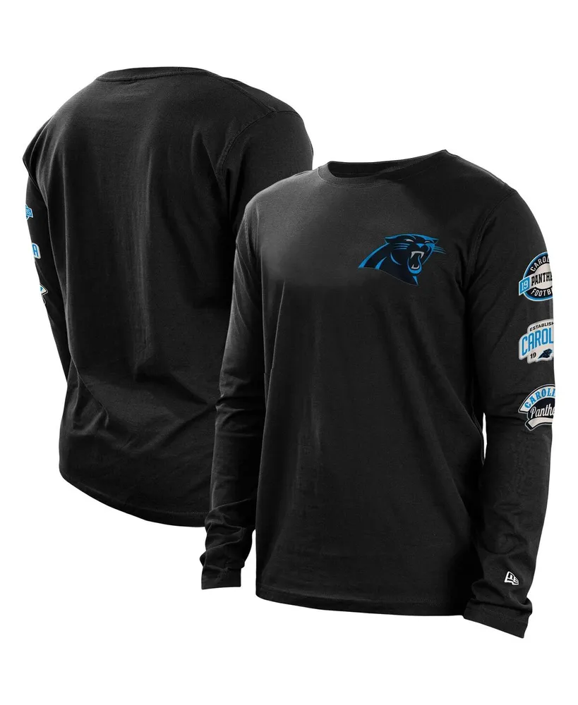 Men's New Era Black Carolina Panthers Hype 2-Hit Long Sleeve T-shirt
