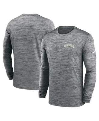 Men's Nike Gray Seattle Seahawks Velocity Athletic Stack Performance Long Sleeve T-shirt