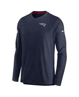 Men's Nike Navy New England Patriots 2022 Sideline Coach Chevron Lock Up Performance Long Sleeve V-Neck T-shirt