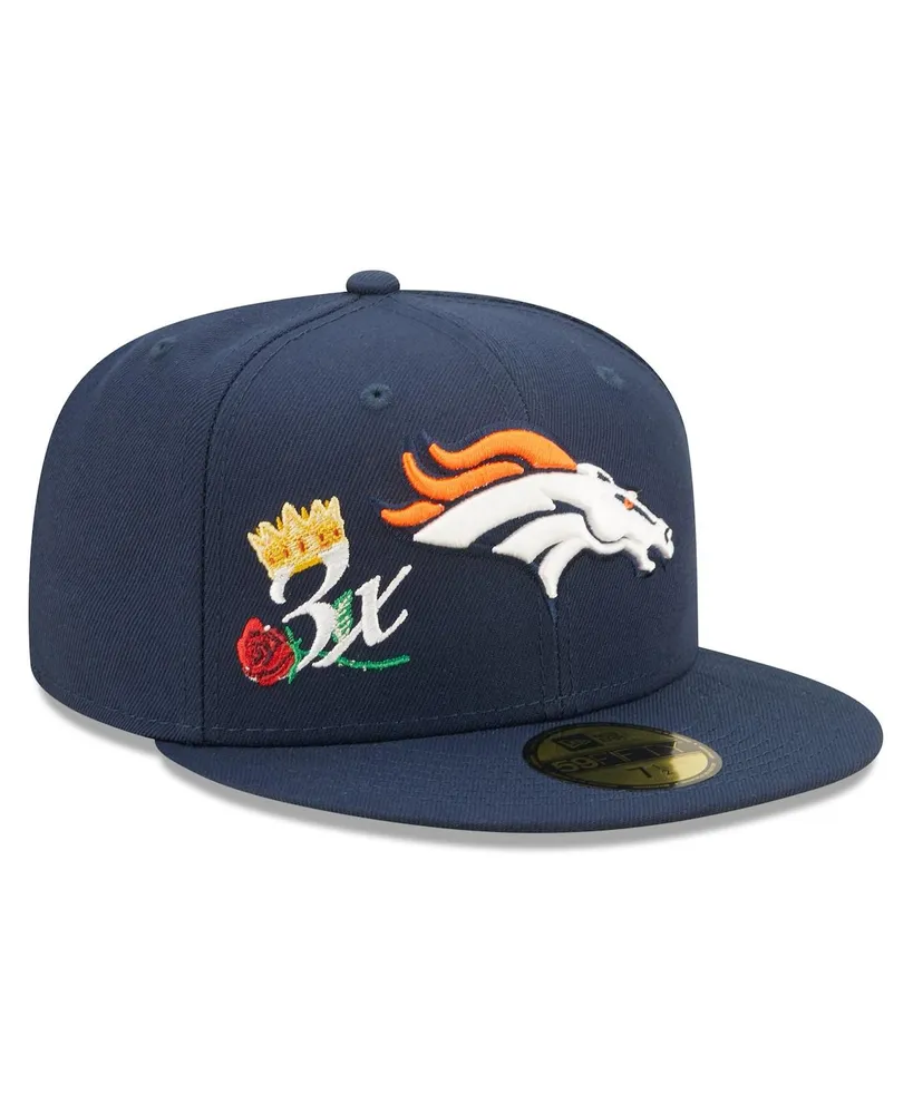 Men's New Era Navy Denver Broncos Crown 3x Super Bowl Champions 59FIFTY Fitted Hat