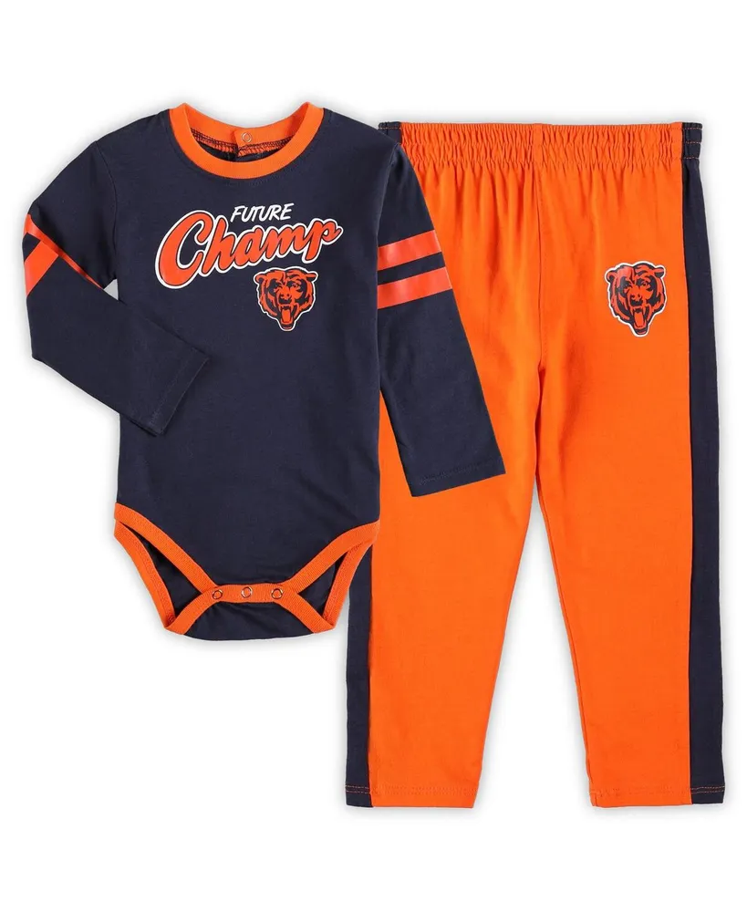 Infant Navy/Orange/Heathered Gray Chicago Bears 3-Pack Game On Bodysuit Set