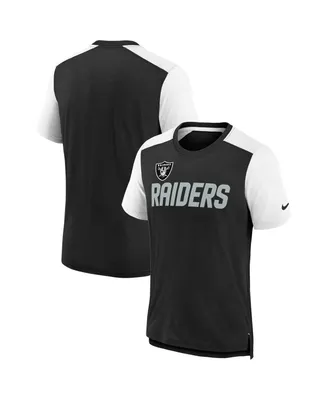 Big Boys Nike Heathered Black, White Las Vegas Raiders Colorblock Team Name T-shirt