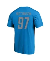 Men's Fanatics Aidan Hutchinson Blue Detroit Lions Big and Tall Player Name Number T-shirt