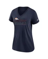 Women's Nike Heathered Navy Denver Broncos Lock Up Tri-Blend V-Neck T-shirt