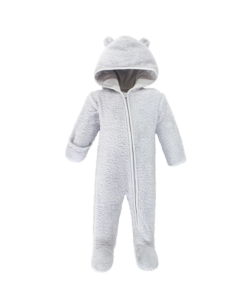 Hudson Baby Boys Faux Shearling Bunting 1pk, Navy Bear, 3-6 Months